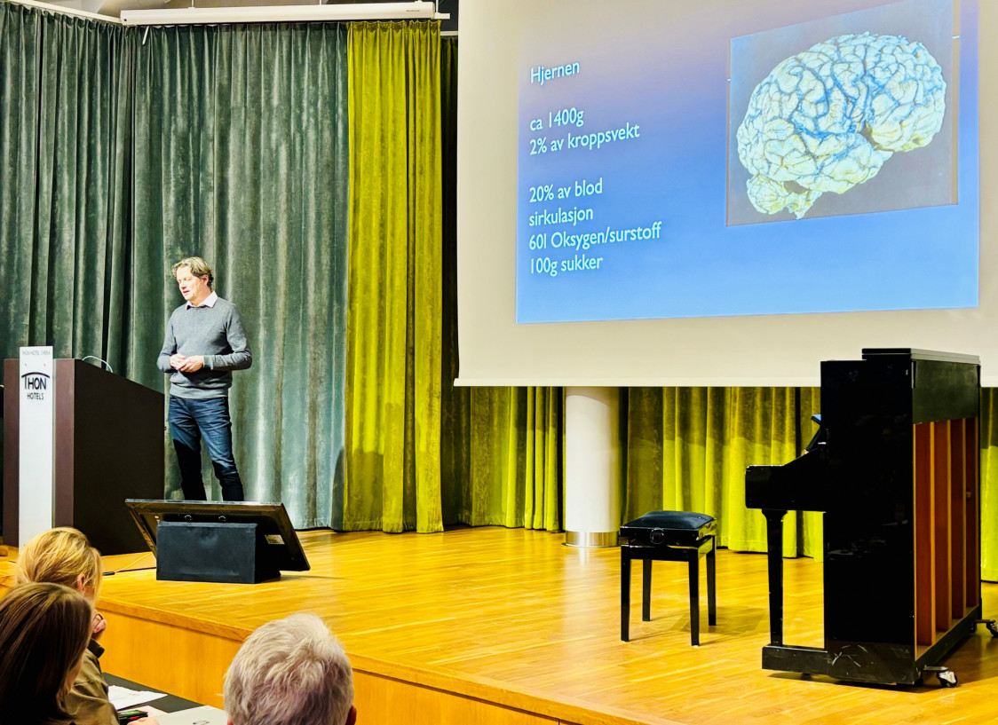 en professor underviser om hjernen på scenen
